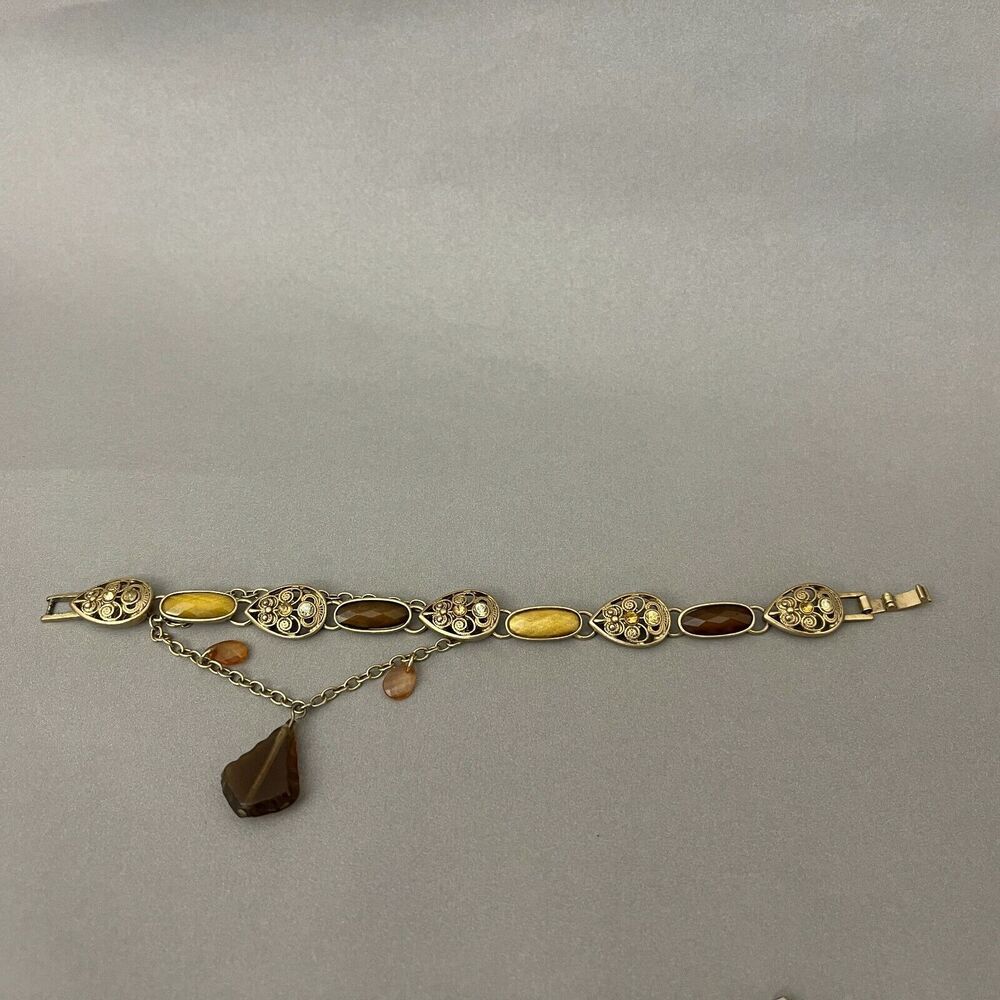 Gold-tone Brown Yellow‎ Multicolor Chain Fashion Bracelet